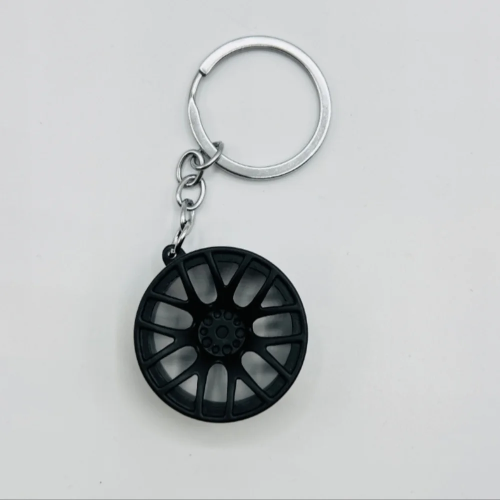Black Alloy‎ Wheel Keychain Stainless Steel Car Rim Keyring, Car Part Key Holder